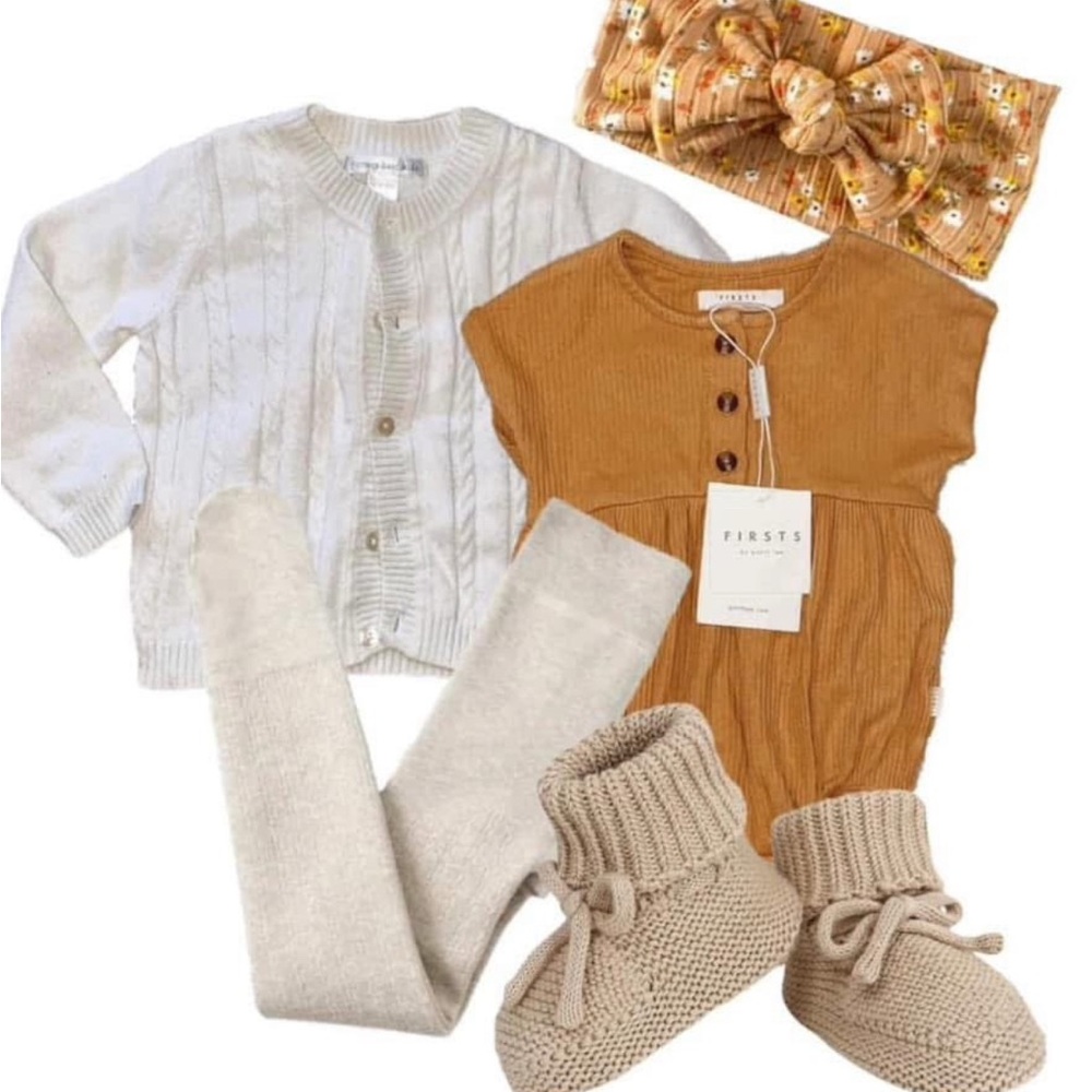 Cozy Knit Baby Girl Fall Bundle- bamboo, knits and ribbed onesie NWT, NWOT